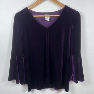 Vintage MSK Womens Y2K Velvet Fairy Goth Boho Top Sz S Purple Bell Sleeve Whimsy